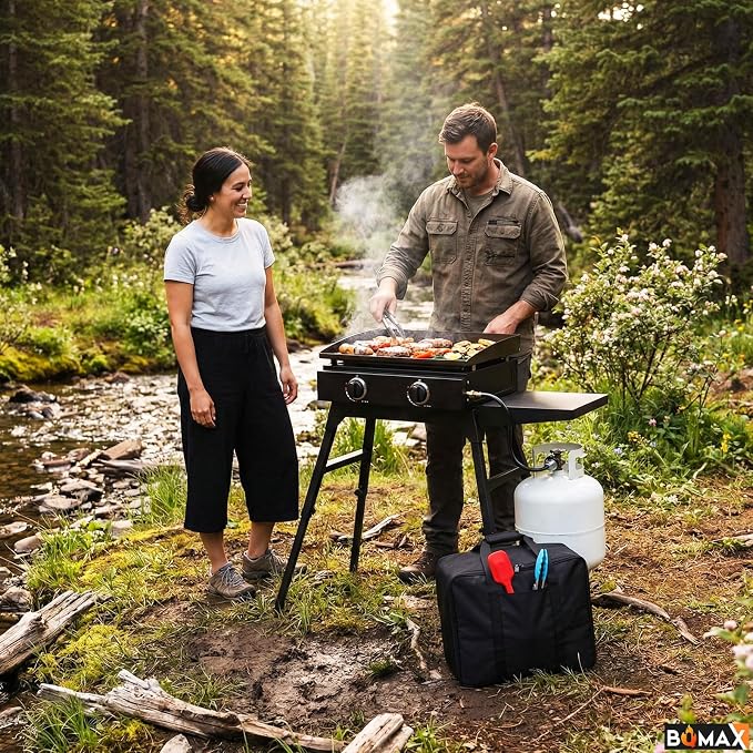 BQMAX Carry Bag and Griddle Cover Replacement for 5510 Blackstone 22" Table Top Griddle with Hood/Lid, Heavy Duty 600D Polyester Waterproof Grill Cover and Bag