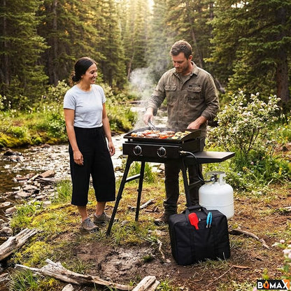 BQMAX Carry Bag and Griddle Cover Replacement for 5510 Blackstone 22" Table Top Griddle with Hood/Lid, Heavy Duty 600D Polyester Waterproof Grill Cover and Bag