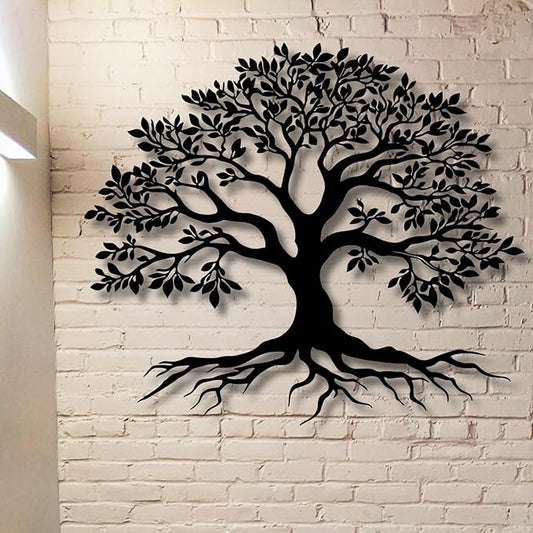 VTHTA Large Tree of Life Metal Wall Art,Tree Wall Sign for Living Room Bedroom Indoor Outdoor Garden Home Decoration (Black, 24" Wx20 H/60x52cm, Metal Wall Art)