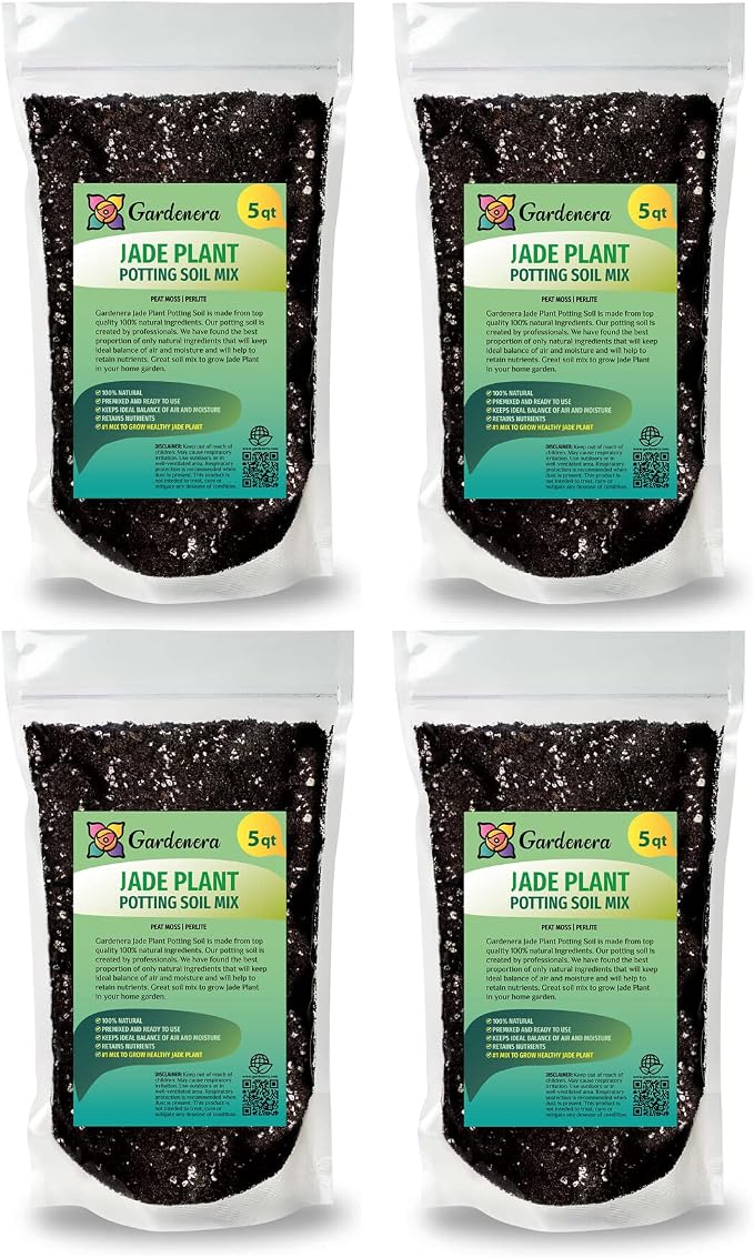 GARDENERA Premium Jade Plant Potting Soil Mix - 20 Quart (4 Bags of 5 Quart)