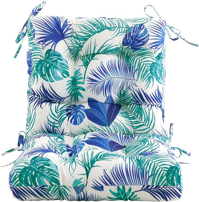 ARTPLAN Seat/Back Outdoor Chair Cushion,Set of 4 Patio Chair Cushion with Tie,Tufted Replacement for Patio Furniture,40x20x4 Inches,4 Count,Floral
