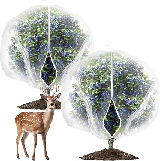 Bird Netting for Garden Protection, Fruit Tree Netting Bag with Zipper & Drawstring 2 Pack 5.3x6.6 Ft Reusable Garden Insect Netting Pest Barrier Mesh Cover for Vegetables,Bushes,Flowers and Plants