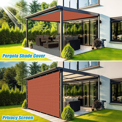 Amagenix 90% Pergola Shade Cover 4' X 11' Sun Shade Cloth with Grommets for Outdoor Garden Patio Porch, Commercial Grade 200 GSM - Cable Zip Ties Included (We Customized) GN108, Rust Red