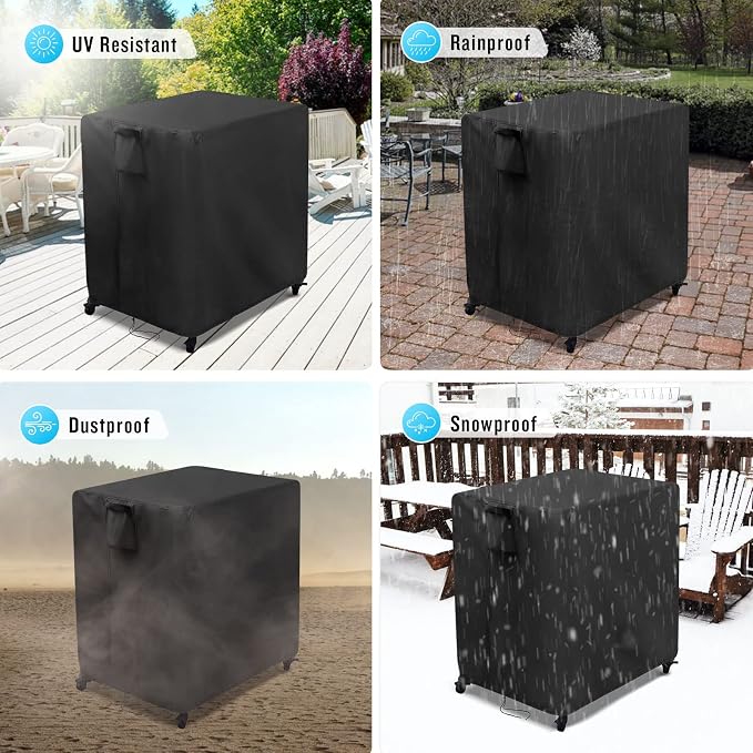 Kingling Outdoor Pizza Oven Table Cover for Ooni Large Table, Waterproof Outdoor Grill Prep Table Cover Pizza Oven Stand Cover - 32''L x 32''W x 35''H(Black)