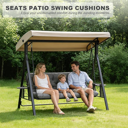 Porch Swing Cushions,Outdoor Cushions 3 Seater Replacement with Backrest, Waterproof Thickened Bench Cushion with Ties for Porch, Patio,Outdoor, Backyard and Garden (Light Gray 40 * 40 in)