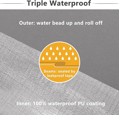 Favoyard Patio Chair Cushions 19 x 19 x 3 Inch Waterproof Outdoor Seat Cushions for Patio Furniture 3-Year Color Fastness Garden Sofa Couch Chair Pads with Handle & Adjustable Straps Set of 2, Grey