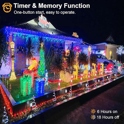 Christmas Icicle Lights Outdoor 66 FT 640 LED Icicle Lights Plug in Conenectable Hanging Christmas Light for Outside Holiday Pavilion Balcony House Decorations, Blue