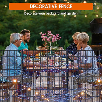10 Panels No Dig Fence, 32 in(H) X 24 ft(L) Garden Decorative Fence Animal Barrier for Dogs, Rustproof Metal Garden Edging Border for Outdoor, Yard, Patio, Black