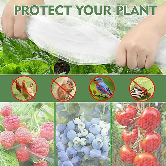 2 Pack Garden Netting for Raised Beds, Rectangular Raised Garden Bed Cover, HDPE Mesh Plant Cover with Drawstring, Protect Vegetables Fruits Strawberries, 55.1×27.6×27.6in