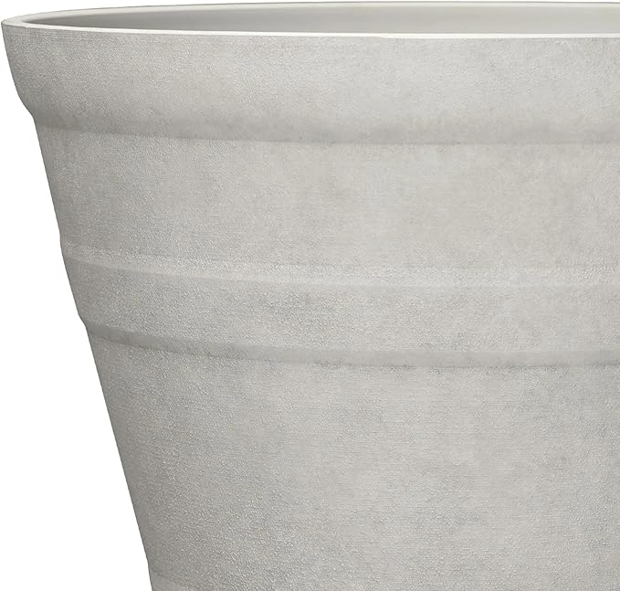 Large Recycled Resin Planter Pot, 21.8" x 21.8" x 16.5", Durable Outdoor Garden Flower Pot, Weather-Resistant Plant Container
