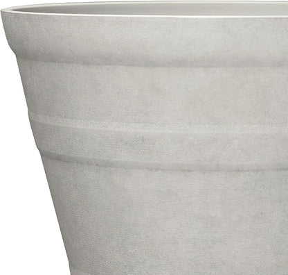 Large Recycled Resin Planter Pot, 21.8" x 21.8" x 16.5", Durable Outdoor Garden Flower Pot, Weather-Resistant Plant Container