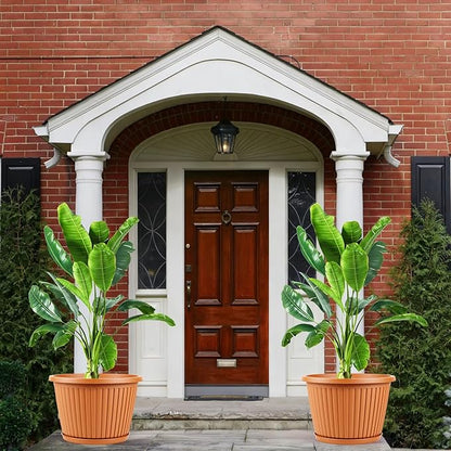 Large-Planter-Indoor-Outdoor Plant Pots, 12 inch 4 Pack Plastic Flower Pots with Saucer And Drainage Holes, Modern Garden Planters For Planting Medium Large Plants, Decorative Resin Garden Pots