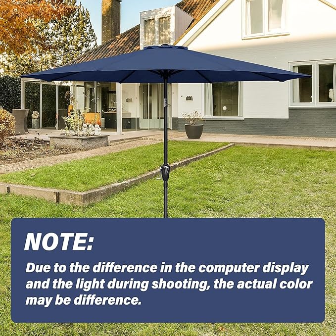 Simple Deluxe 2 Pack 9' Patio Umbrella Replacement Canopy Only Outdoor Table Market Yard Umbrella Replacement Top Cover with 8 Ribs, Dark Blue