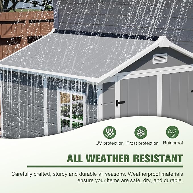 Resin Outdoor Storage Shed Kit Plastic Sheds Perfect to Store Patio Furniture, Garden Tools Bike Accessories, Beach Chairs and Lawn Mower, Grey (6x6 ft)