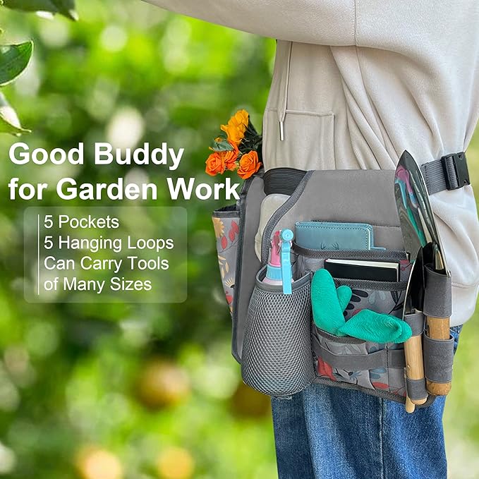 Gardening Apron Garden Tool Belt Set with Tool Pockets, Versatile Garden Tool Organizer for Women, Perfect for Fruit Harvesting and Weeding, Gardening Gifts for Mom, Wife and Gardeners