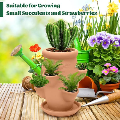 Strawberry Tower Pot Planter,Vertical Multi Pocket Ceramic Strawberry Succulent Planter Tower for Outdoor Plants