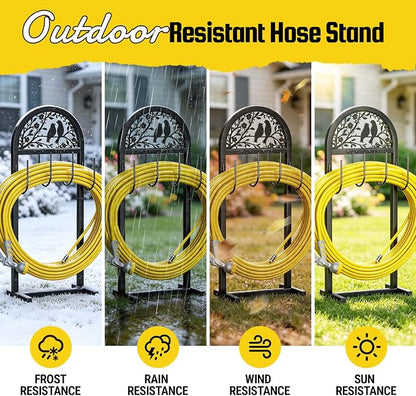 YQSLYSF 2 Pack Water Hose Stand Freestanding, Heavy Duty Garden Hose Holder Storage Rack for Outside
