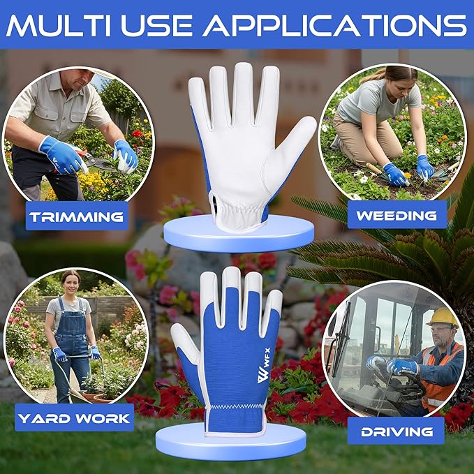 Work Gloves Gardening Breathable Rigger Palm Gardening Gloves Ladies Mens Gripper Utility Leather Thorn Proof