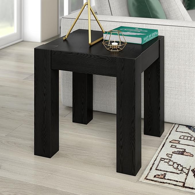 Henn&Hart Langston 22" Wide Square Side Table in Black Grain