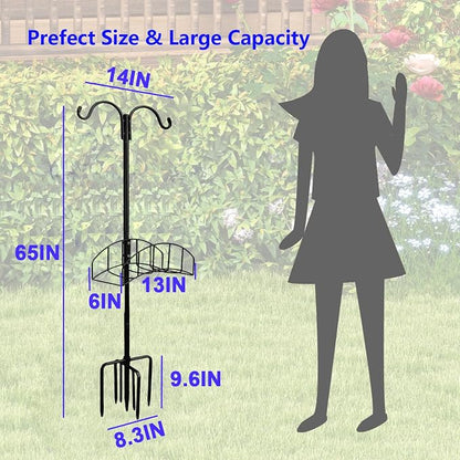 2-Pack Heavy Duty 7-Prong Garden Hose Holder with Dual Hooks | Freestanding Heavy Duty Garden Hose Stand,150FT Capacity Outdoor Yard Organizer for Bird Feeder and Plant Hanging