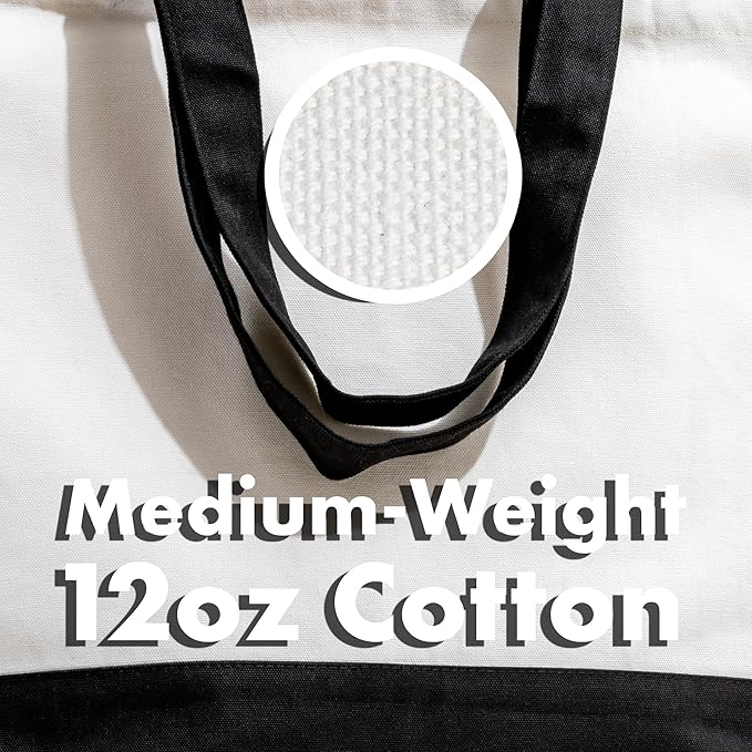 Carrywell (Not Made In China) Canvas Tote Bags 12-Pack, 15"x 18.5" Reusable Cotton Shopping Bag, Durable 13oz Organic Cloth With Handles