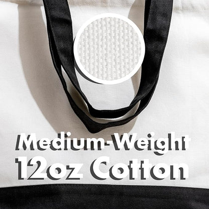 Carrywell (Not Made In China) Canvas Tote Bags 12-Pack, 15"x 18.5" Reusable Cotton Shopping Bag, Durable 13oz Organic Cloth With Handles