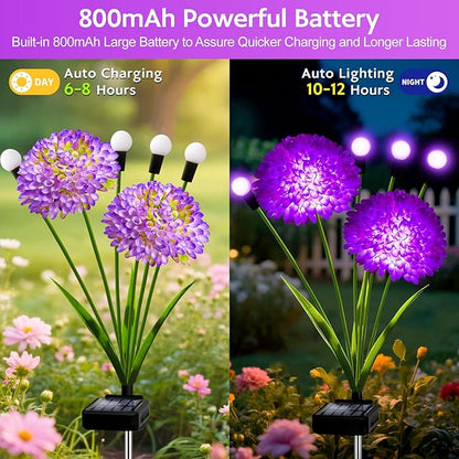 Solar Garden Lights, 6 Pack Solar Purple Swaying Firefly Lights with Flowers, Waterproof Purple Halloween Flowers Light Outdoor for Garden Patio Yard Fall Decoration, Gifts for Women Mother's Day