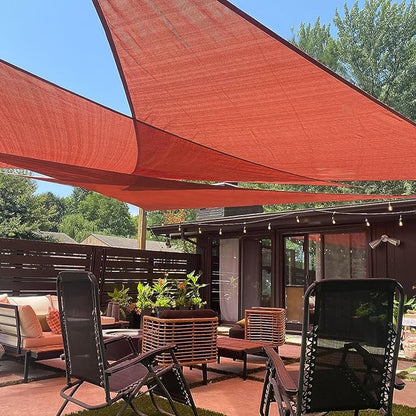 LOVE STORY 16' x 16' x 22' Right Triangle Terra Red Sun Shade Sail Canopy UV Block for Outdoor Patio Garden Backyard
