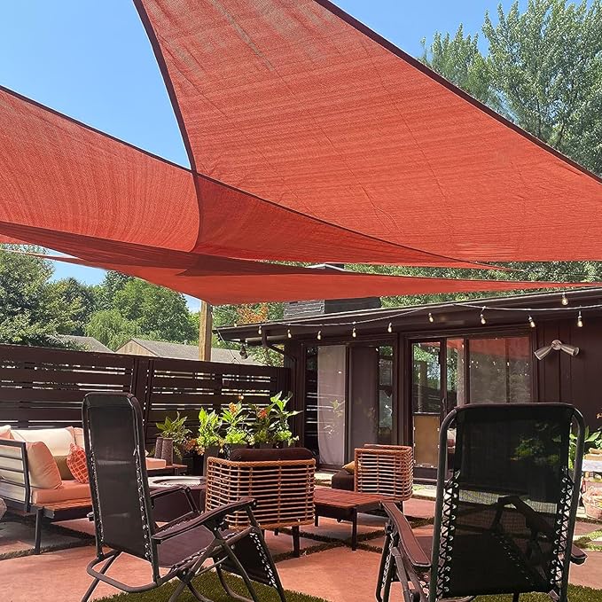 LOVE STORY 20' x 20' x 20' Triangle Terra Red Sun Shade Sail Canopy UV Block for Outdoor Patio Garden Backyard