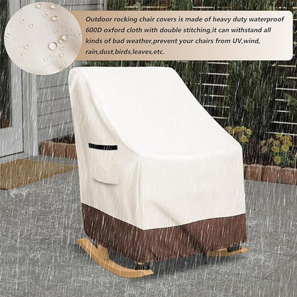 Rocking Chair Cover 4 Pack 600D Heavy Duty Waterproof - Patio Furniture Covers for Outdoor Rocking Chairs - All Weather Protection 27x34x45 Inches Beige
