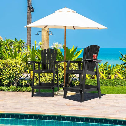FUNBERRY Tall Adirondack Chair, All Weather High Top Balcony Chairs with Cup Holder