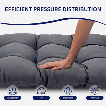 3 Pcs Wicker Chair Cushions Patio Loveseat Chaise Cushion Set - 1200D 47x19*4 Inch Waterproof Wicker Bench Cushions with 2 19x19x4 Inch Chair Cushions for Garden Porch Wicker Patio Furniture(Grey)