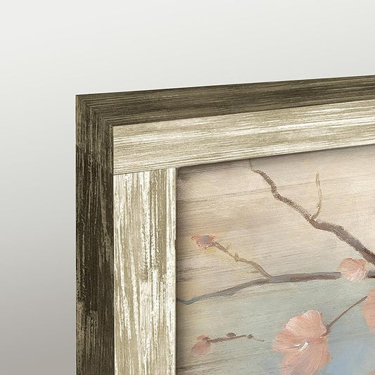 Vintage Bird Framed Wall Art: Rustic Chickadee Wooden Painting Colorful Cute Sparrow Picture Pink Flower Branch Prints Countryside Artwork Decor for Living Room Bedroom Farmhouse