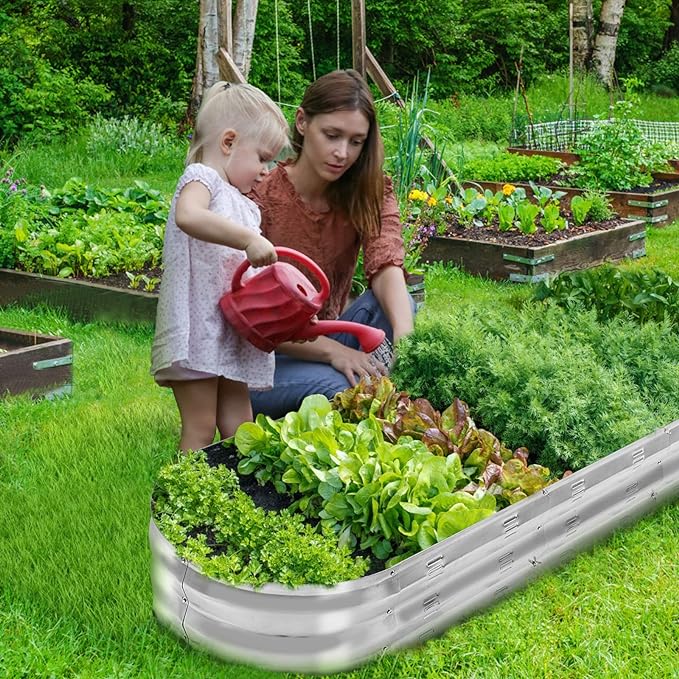 GADI 67-Inch Galvanized Raised Garden Bed, Metal Planter Box for Vegetables and Flowers, Large Outdoor Gardening Kit, Easy DIY Assembly, Weather-Resistant & Rust-Proof