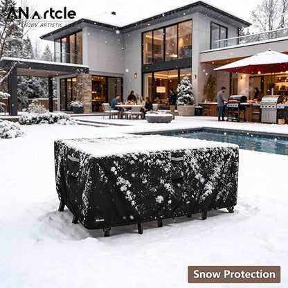 ANartcle Patio Furniture Covers 126L x 74W x 28H inch,600D Waterproof Heavy Duty Outdoor Furniture Covers,Outdoor Wicker Furniture Set with Swivel Patio Chairs General Purpose Furniture Cover,Black