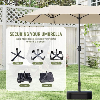 Outdoor Patio Umbrella, Table Umbrella with Push Button Tilt and Crank, 8 Ribs Market Umbrella