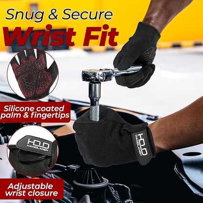 HANDLANDY Work Gloves for Men & Women, Utility Mechanic Working Gloves Touch Screen, Flexible Gardening Gloves for Yard