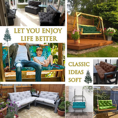 Swing Replacement Seat Cushions, 2-3 Seater Bench Cushions for Outdoor Furnitur with Backrest, Garden Recliner Seat Cushions Waterproof Sofa Pads (Light Gray, 71x40in)