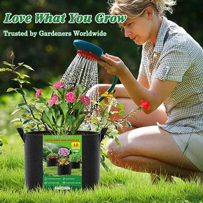 FEED GARDEN 15 Gallon Grow Bags 4 Pack – Heavy Duty 300G Thick Fabric Plant Pots with Reinforced Handles, Breathable Drainage Planters for Tomatoes, Potatoes & Large Vegetables Indoor Outdoor