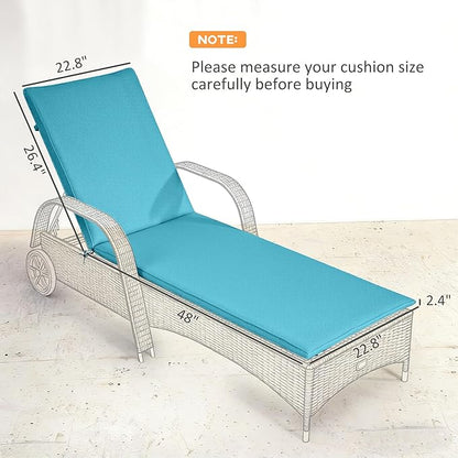 Outsunny Outdoor Lounge Chair Cushion Set of 2, UPF50+ 200gsm Fabric and 25D High-Density Foam, Foldable Patio Chaise Lounge Cushion Set, Fade Resistant for Lawn Pool, 76" x 23", Light Blue