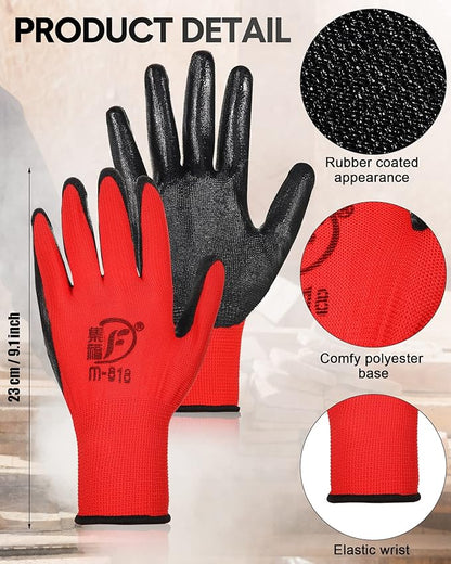 Nuogo 48 Pairs Gardening Gloves for Men Women Rubber Coated Safety Work Gloves Bulk for Gardening Construction Work