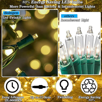Boltigen Soft Twinkle Lights, 100LED Slow Twinkling, 5mm Wide Angle Christmas Lights, UL Certified 27 Ft Extendable for Home Garden Indoor Outdoor Use Party Wedding Day Decoration