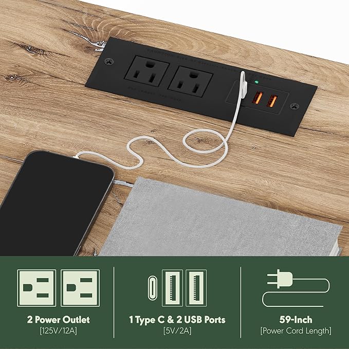 Furinno Just 3-Tier Turn-N-Tube USB and Type-C Charging Port End Table with Open Storage, 11.42 (W) x 8.82 (H) x 6.77 (D) inches, Flagstaff Oak/Black