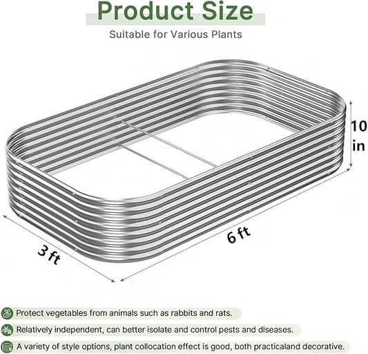 4 PCS 6x3ft Galvanized Raised Garden Bed Outdoor, Metal Garden Bed for Vegetables, Above Ground Garden Box for Flower, Steel Raised Beds for Gardening