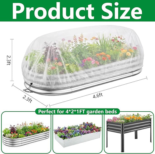 DECOHS Garden Raised Bed Plant Shade Cloth, Non-Woven Raised Bed Sunshade Cover with Drawstring, White Fabric Pest Barrier Screen for 4×2×1FT Garden Beds Vegetable Flower Protection Reduce Sun Burn