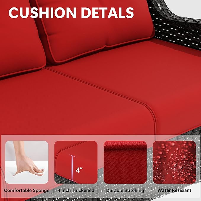Outdoor Chair Cushions Set for Patio Furniture, 22x25/22x24 Inch, Waterproof & Fade Resistant Patio Chair Cushions, Thick Patio Furniture Cushion for Chair, Sofa, and Couch (Red, 5 Set)