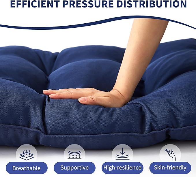 IPYNBAP Outdoor Bench Cushion, 59x18x5 Inch, Waterproof Bench Cushion for Outdoor/Indoor Furniture, Tufted Patio Bench Seat Cushion, Fade Resistant Outdoor Cushions for Porch Swing Couch, Navy Blue