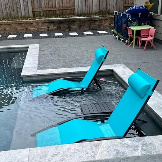 PURPLE LEAF Patio Oversized Chaise Lounge Chair Set with Side Table Poolside Adjustable Recliner Chairs for Outside Beach Outdoor Pool Sunbathing Tanning Lounger
