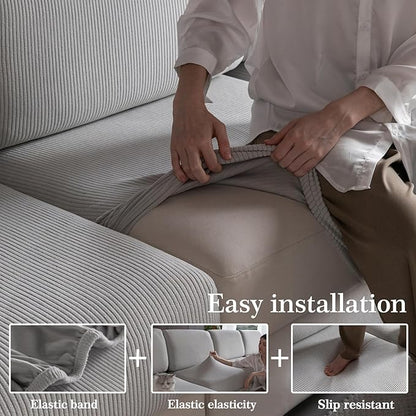 OHSIO Sectional Couch Covers, Wear Resistant Stretch Sofa Covers Washable Soft Couch Cushion Covers Anti Slip Furniture Protector Sofa Slipcovers for Pets (1 Piece Loveseat Cover, Light Gray)