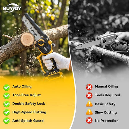 BUYJOY 4-in-1 Electric Pruning Shears & 6 Inch Pole Saw Combo, 1.8" Cutting Diameter Cordless Pruner, 2×4.0Ah Batteries, Adjustable Branch Cutter for Tree Trimming and Garden Pruning